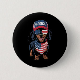 Dachshund 4th Of July Us American Flag Doxie Dog P 6 Cm Round Badge