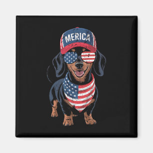 Dachshund 4th Of July Us American Flag Doxie Dog P Magnet