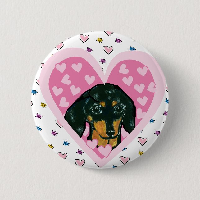 Dachshund 6 Cm Round Badge (Front)