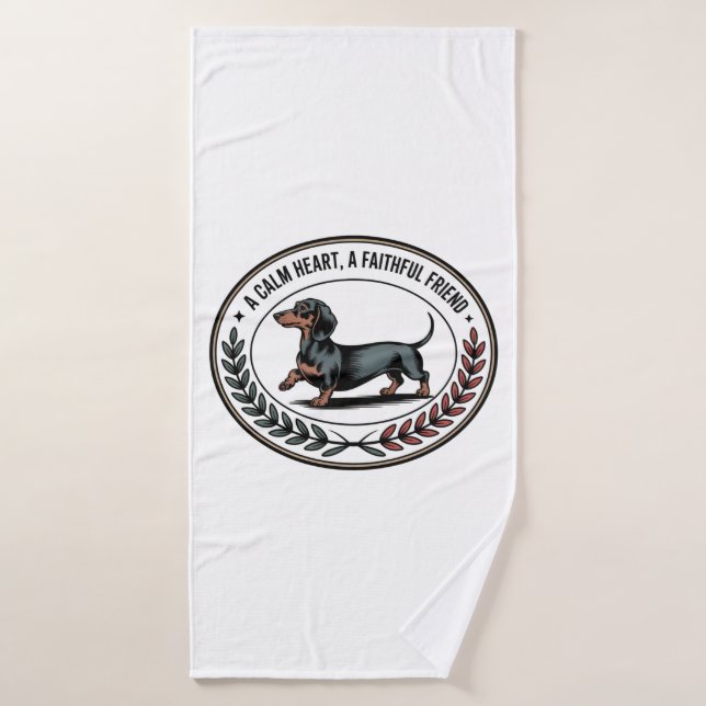Dachshund A Calm Heart, A Faithful Friend Bath Towel (Bath Towel)