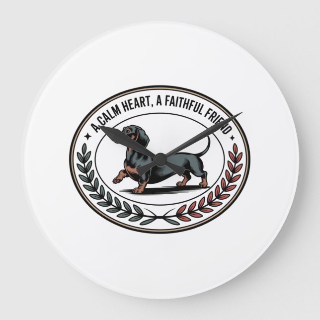 Dachshund A Calm Heart, A Faithful Friend Large Clock (Front)