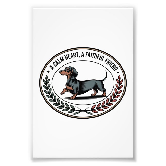 Dachshund A Calm Heart, A Faithful Friend Photo Print (Front)