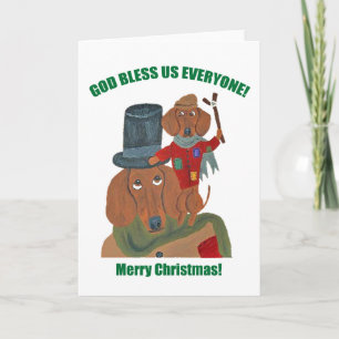 Dachshund "A Christmas Carol" Tiny Tim Holiday Card