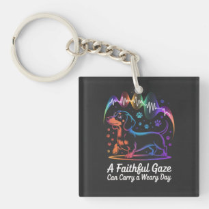 Dachshund A Faithful Gaze Can Carry A Weary Day Key Ring