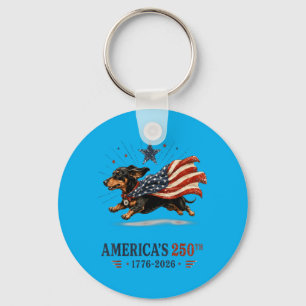 Dachshund Aamericas 250th Patriotic Dog 4th Of Key Ring