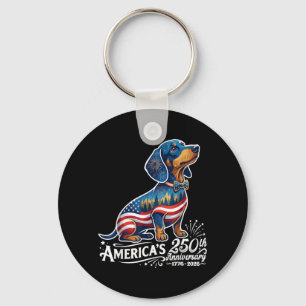 Dachshund Aamericas 250th Patriotic Dog Fireworks Key Ring