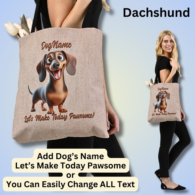 Dachshund - Add Dog's Name, Change Text Tote Bag (Creator Uploaded)