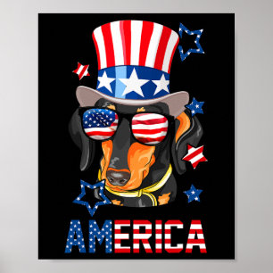 Dachshund America Dog Doxie 4th Of July Tee  Poster
