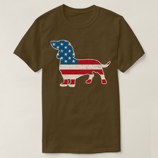 Dachshund American Flag 4th of Jul  for Men Women  T-Shirt (Design Front)