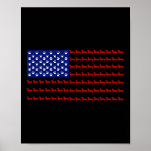 Dachshund American Flag Independence Day Gift Poster