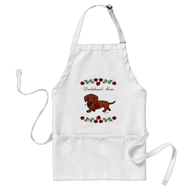 Dachshund and a flower cartoon standard apron (Front)