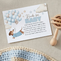 Dachshund and Balloons Blue Books for Baby Shower