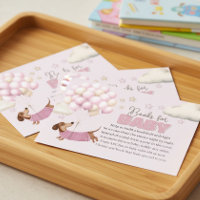 Dachshund and Balloons Pink Books for Baby Shower