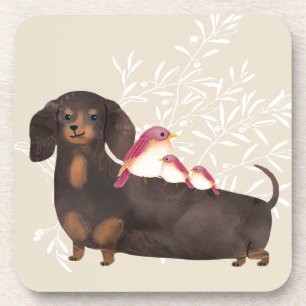 Dachshund and Birds Family Coaster