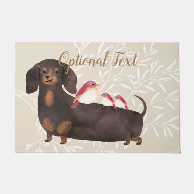 Dachshund and Birds Family Doormat (Front)