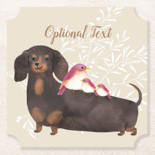 Dachshund and Birds Family Paper Coaster