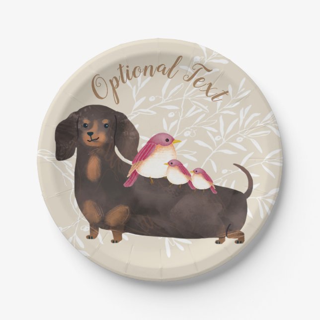 Dachshund and Birds Family Paper Plate (Front)