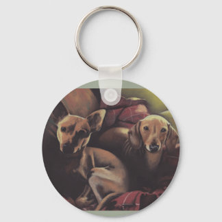 Dachshund and Chihuahua Snuggle Key Ring