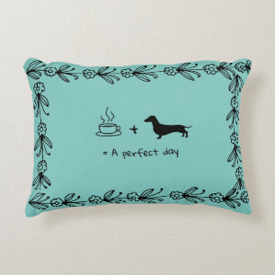 Dachshund and Coffee Lover Throw Pillow