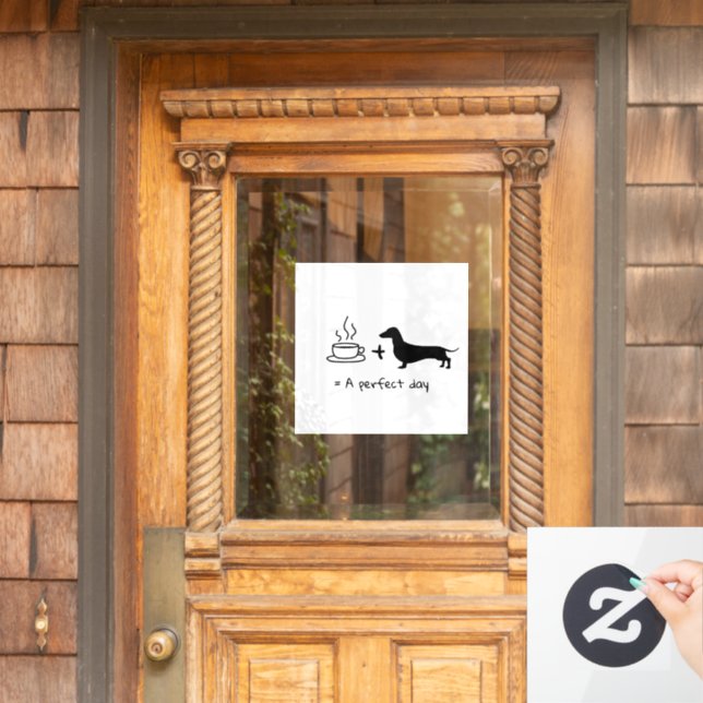 Dachshund and Coffee Lover Window Decal (Home Door)