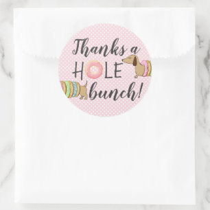 Dachshund and Doughnuts Party Thanks a Hole Bunch Classic Round Sticker