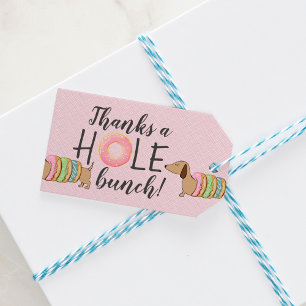 Dachshund and Doughnuts Party Thanks a Hole Bunch Gift Tags
