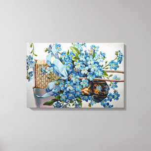 Dachshund and Forget-Me-Nots Canvas Print