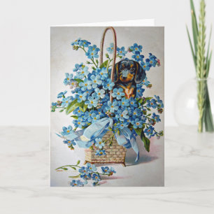 Dachshund and Forget-Me-Nots Card
