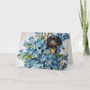 Dachshund and Forget-Me-Nots Card
