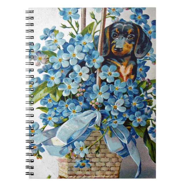 Dachshund and Forget-Me-Nots Notebook (Front)