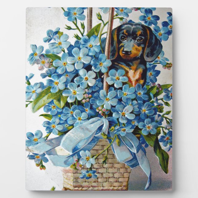 Dachshund and Forget-Me-Nots Plaque (Front)