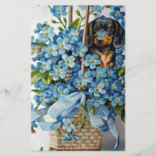 Dachshund and Forget-Me-Nots Stationery