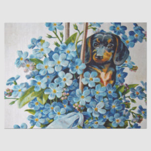 Dachshund and Forget-Me-Nots Tissue Paper