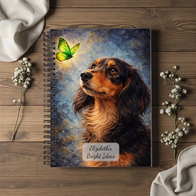 Dachshund and Green Butterfly Notebook (Creator Uploaded)