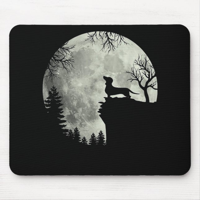 Dachshund And Moon Halloween Mouse Pad (Front)