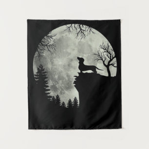 Dachshund And Moon Halloween Tapestry