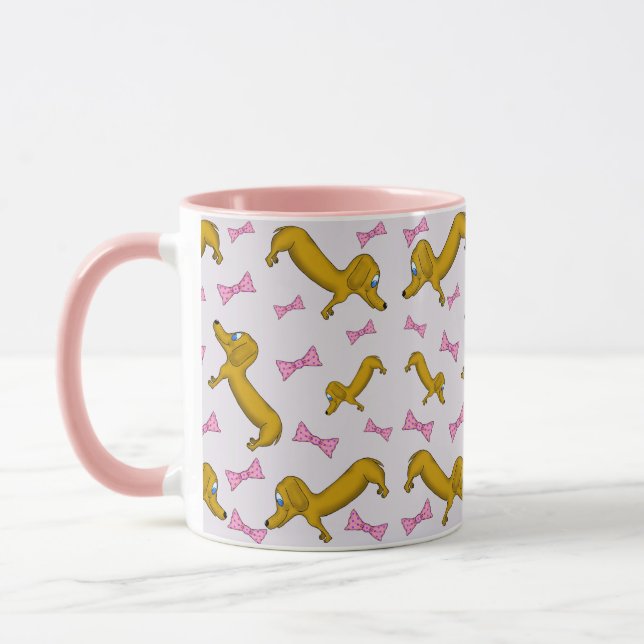 Dachshund and Pink Bows Mug (Left)