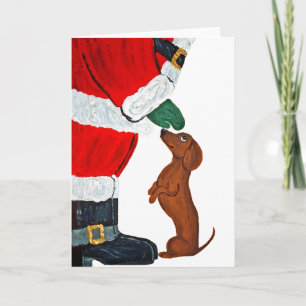 Dachshund And Santa Holiday Card