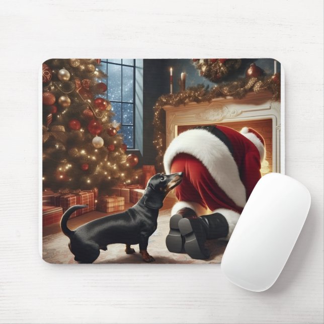 Dachshund and Santa  Mouse Pad (With Mouse)
