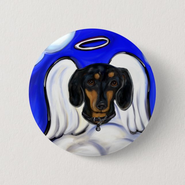 Dachshund Angel 6 Cm Round Badge (Front)