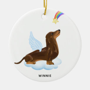 Dachshund Angel Dog Personalised Pet Memorial Ceramic Ornament