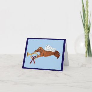 Dachshund Angel with a French Horn Invitation