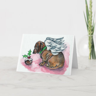 Dachshund angel xmas card by Annabel Tarrant