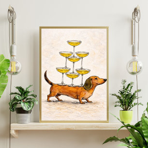 Dachshund art   funny dog illustration poster