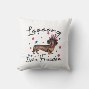 Dachshund Art Long Live Freedom Cushion