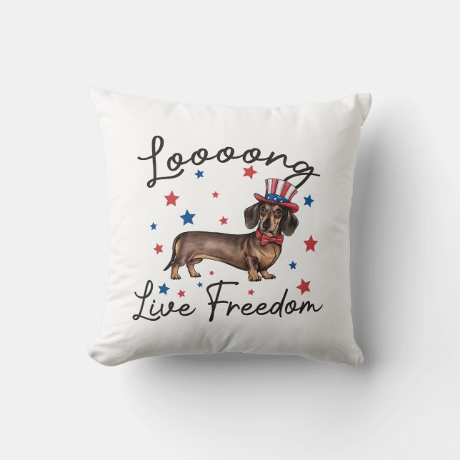 Dachshund Art Long Live Freedom Cushion (Front)