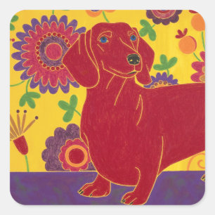 Dachshund Art Square Sticker