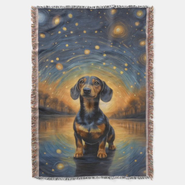 Dachshund Artsy Throw Blanket (Front Vertical)
