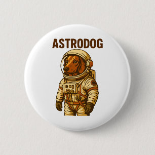 Dachshund Astronaut Wiener Dog Astrodog 6 Cm Round Badge