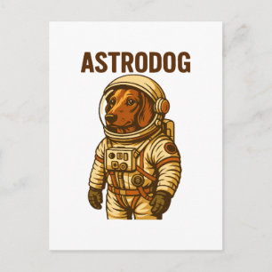 Dachshund Astronaut Wiener Dog Astrodog Holiday Postcard
